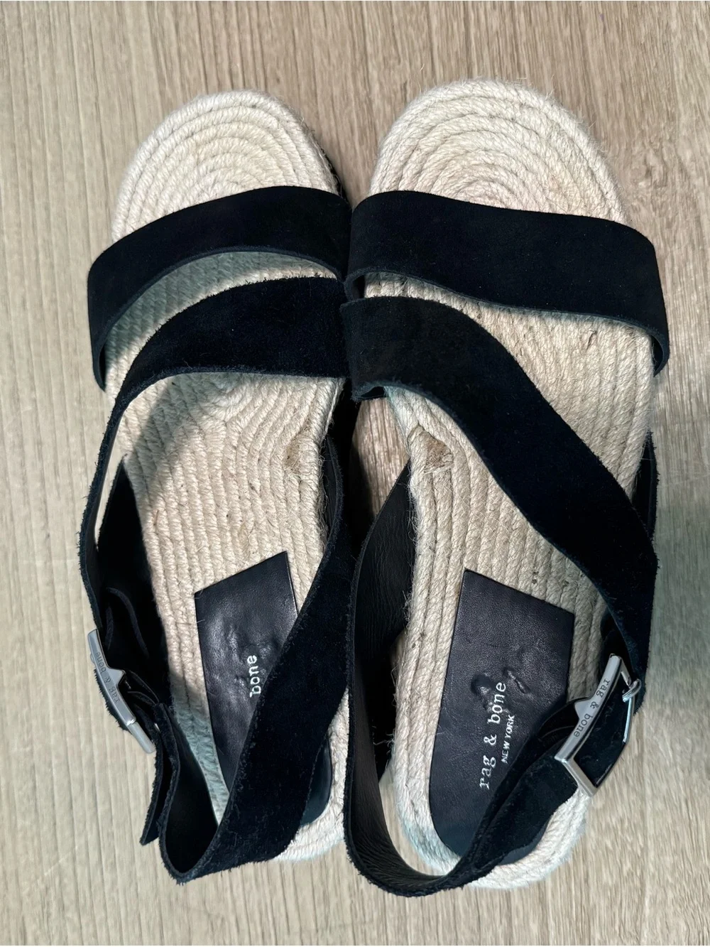 rag & bone Black Suede Platform Espadrille Sandals